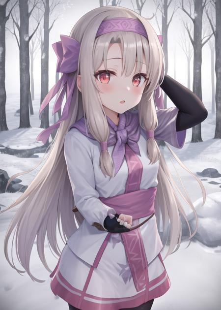 00208-140856317-masterpiece, best quality, sitonai, 1girl, ainu clothes, long sleeves, fingerless gloves, snow forest, snowy, hands up, straight.png